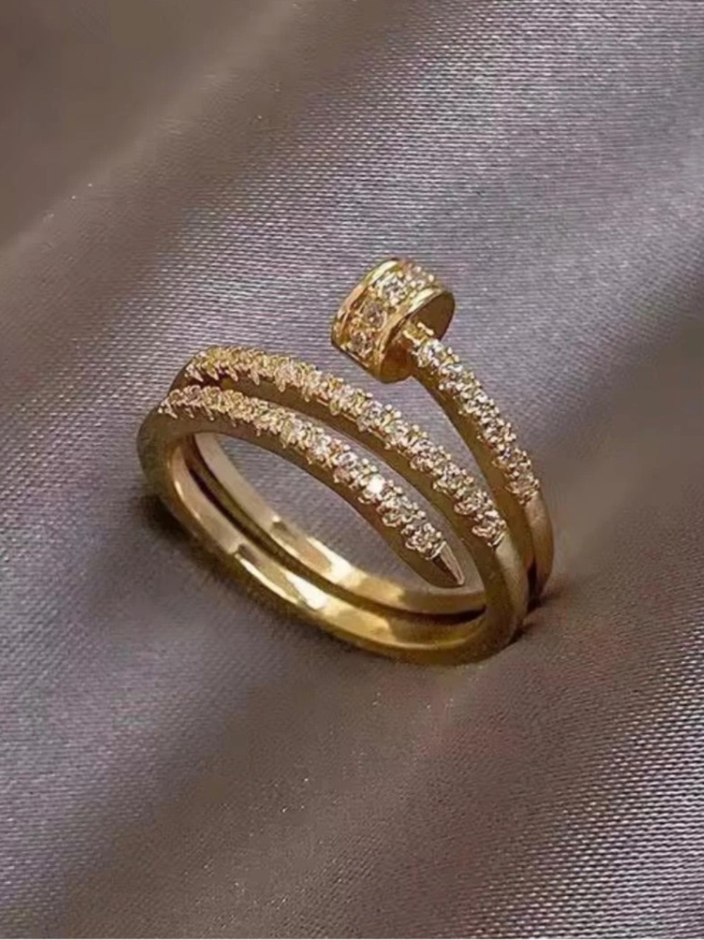 Multi Layer Open Ring Clear Accent Band